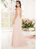 Beaded Pleated Ballet Pink Chiffon Bridesmaid Dress